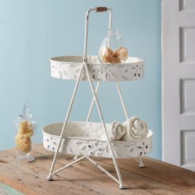 Flower Embossed Two Tier Tray