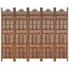 Hand carved 5-Panel Room Divider Brown 78.7"x65" Solid Mango Wood