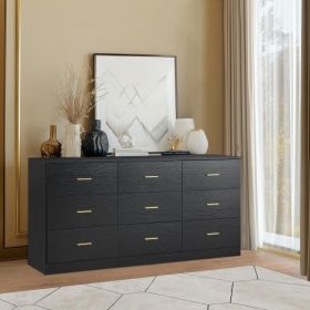 Engineering Wood Black 9-drawer Bedroom Vanity (Color: Black)