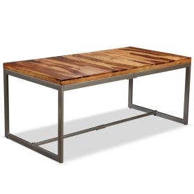 vidaXL Mesa de jantar madeira de sheesham maciça e aço 180 cm (Option: as picture)