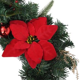 vidaXL Christmas Garland with LED Lights Green 8.9' PVC (Option: as picture)