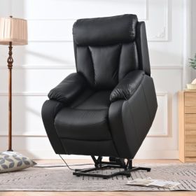 Electric Lift Recliners, PU Recliners For The Elderly, Home Theater Seats, Living Room Chairs, Side Bags, Remote Controls (Color: Black)