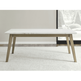 Vida - White Marble Top Dining Table - Brown White (Option: BrownWhite)