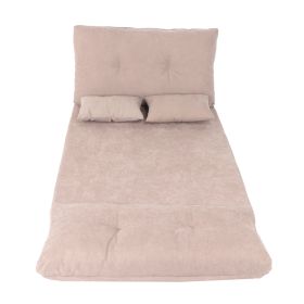 Double Folding Sofa Bed Comfortable Adjustable Lounger Sofa with 2 Pillows for Living RoomGray (Color: Grey)