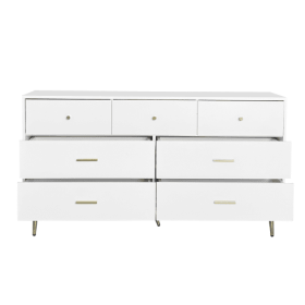 Seven Drawers Large Chest Of Drawer Cabinet With Golden Handle And Golden Legs White Color (Option: Matte White)