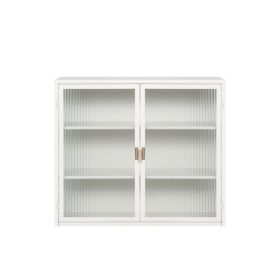 Modern Two-door Wall Cabinet With Glass Door With Three Levels Of Storage For Entrance Living Bathroom Dining Room, White Unavailable Platforms- Temu (Color: White)