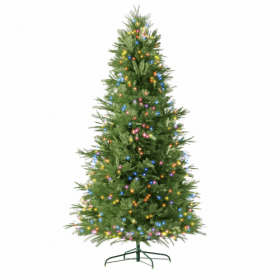 6.5 Feet Artificial Christmas Tree With Metal Brackets, 450 Two-color LED Lights, 1791 Branch Tips Green (Color: Green)