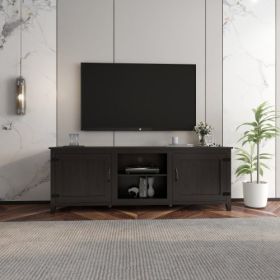 TV Stand Storage Media Console Entertainment Center,Tradition Black,with Doors (Color: Black)