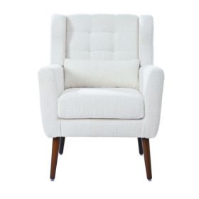 Modern Upholstered Chairs, Teddy Fabric Living Room Chairs, Comfortable Reading Chairs, Medieval Upholstery Chairs, Chaise Longues Armchairs For Livin (Color: White)