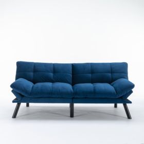 Navy Blue Convertible Folding Modern Sofa Bed (Color: Navy blue)