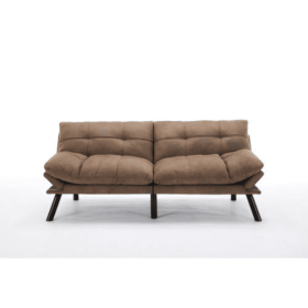 Leatehr Feeling Brown Convertible Folding Modern Sofa Bed (Color: Brown)