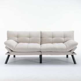 Cream Convertible Folding Modern Sofa Bed (Option: Cream)