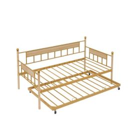 Sofa Bed With Metal Frame With Rollers (Option: Golden)