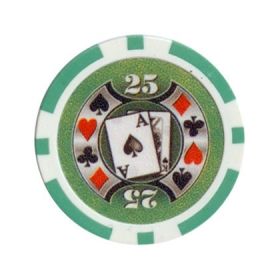 25pc Big Slick 11.5g Poker Chips (10 colors) (Option: Green 25)
