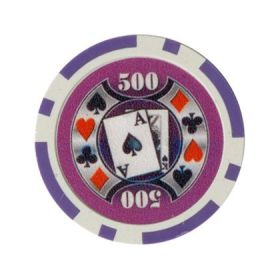 25pc Big Slick 11.5g Poker Chips (10 colors) (Option: Purple 500)