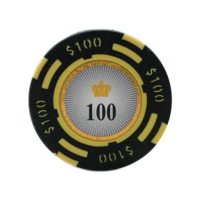25pc 13.5g Crown Casino Clay Poker Chips (9 colors) (Option: Black 100)