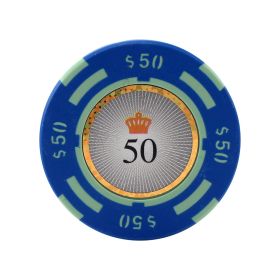 25pc 13.5g Crown Casino Clay Poker Chips (9 colors) (Option: Blue 50)
