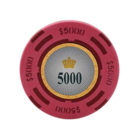 25pc 13.5g Crown Casino Clay Poker Chips (9 colors) (Option: Pink 5000)