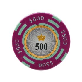 25pc 13.5g Crown Casino Clay Poker Chips (9 colors) (Option: Purple 500)