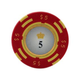 25pc 13.5g Crown Casino Clay Poker Chips (9 colors) (Option: Red 5)