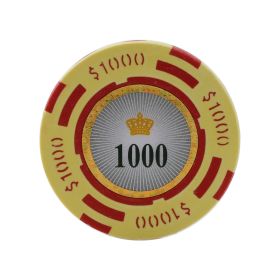 25pc 13.5g Crown Casino Clay Poker Chips (9 colors) (Option: Yellow 1000)