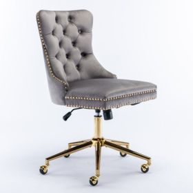 Home Office Chair With Tufted Velvet Buttons (Color: Grey)
