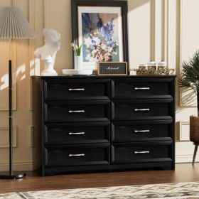 Particle Board With 8 Drawers Dressing Table (Color: Black)