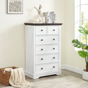 Fiberboard 6-drawer Vanity (Color: White)