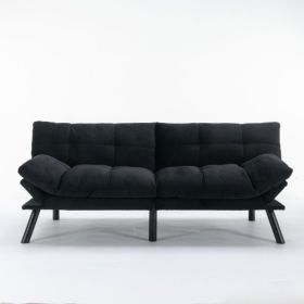 Black Convertible Folding Modern Sofa Bed (Color: Black)