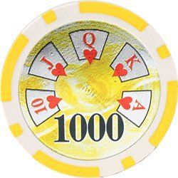 25pc 13.5g High Roller Clay Poker Chips w/ Laser Effects (10 colors) (Option: Yellow 1000)