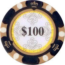 25pc 13.5g Monte Carlo Clay Poker Chips (9 colors) (Option: Black $100)
