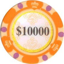 25pc 13.5g Monte Carlo Clay Poker Chips (9 colors) (Option: Orange $10000)