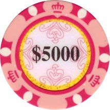 25pc 13.5g Monte Carlo Clay Poker Chips (9 colors) (Option: Pink $5000)