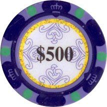 25pc 13.5g Monte Carlo Clay Poker Chips (9 colors) (Option: Purple $500)