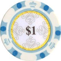 25pc 13.5g Monte Carlo Clay Poker Chips (9 colors) (Option: White $1)