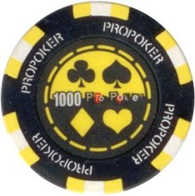 25pc 13.5g Pro Poker Clay Poker Chips (9 colors) (Option: Yellow 1000)