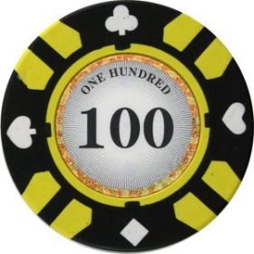 25pc 13.5g Stripe Suited V2 Clay Poker Chips (10 colors) (Option: Black 100)
