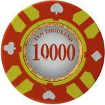 25pc 13.5g Stripe Suited V2 Clay Poker Chips (10 colors) (Option: Orange 10000)