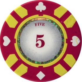25pc 13.5g Stripe Suited V2 Clay Poker Chips (10 colors) (Option: Red 5)