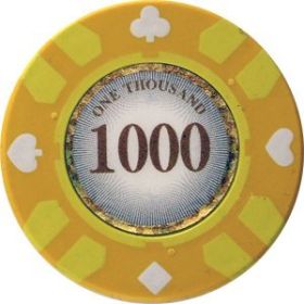 25pc 13.5g Stripe Suited V2 Clay Poker Chips (10 colors) (Option: Yellow 1000)