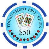 25pc 11.5g  Tournament Series Poker Chips (10 colors) (Option: Blue $50)